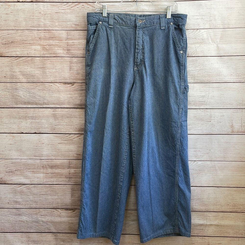 VINTAGE LEE DUNGAREES IN‎ BLUE AND WHITE STRIPES